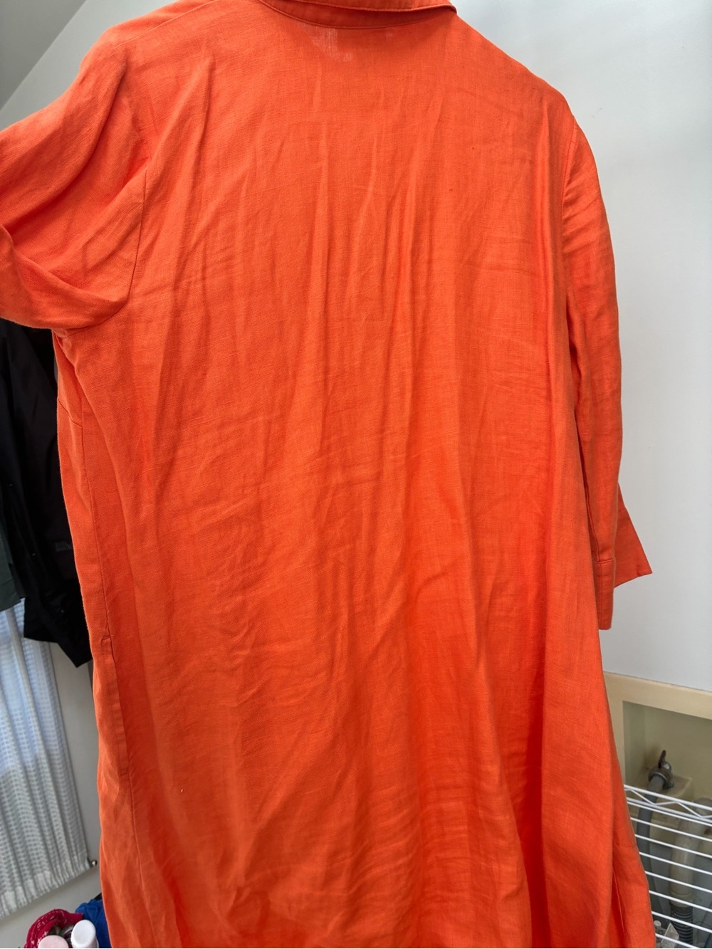 J Jill Women’s Button-Front Orange Midi Dress w/ pockets - Picture 3 of 5